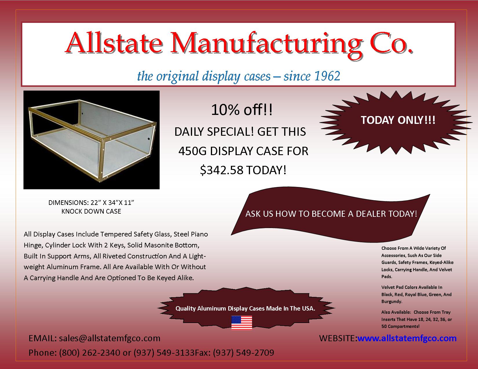 Allstate Manufacturing Co home page Quality display cases since 1962